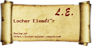 Locher Elemér névjegykártya
